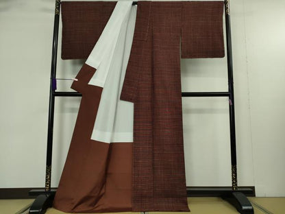 平和屋本店●極上　浦野理一　経節紬　横縞　逸品　未使用　DZAB9287kh6