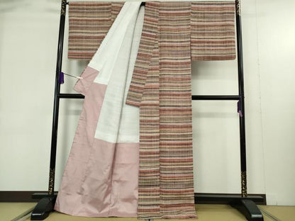 平和屋本店●極上　浦野理一　経節紬　横縞　逸品　未使用　DZAB9288kh6