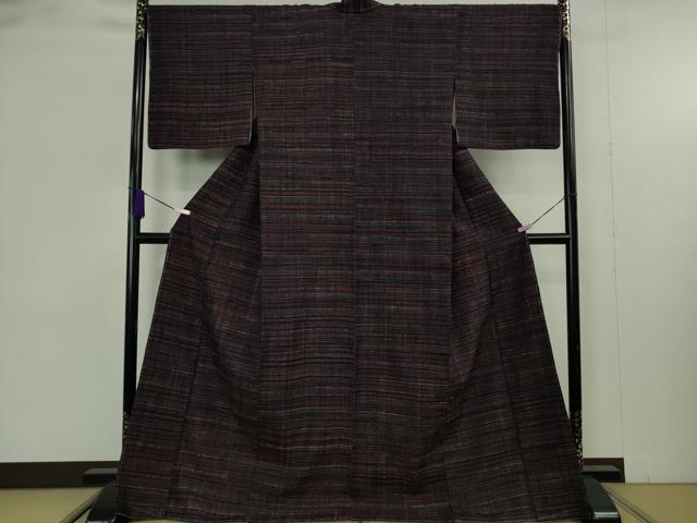 平和屋本店●極上　浦野理一　経節紬　横縞　ロング丈　逸品　未使用　DZAB9289kh6