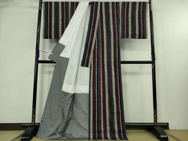 平和屋本店●極上　浦野理一　経節紬　間道　逸品　未使用　DZAB9292kh6