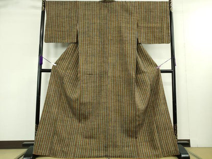 平和屋本店●極上　浦野理一　経節紬　縞　逸品　未使用　DZAB9294kh6