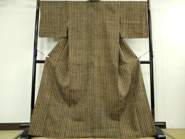 平和屋本店●極上　浦野理一　経節紬　縞　逸品　未使用　DZAB9294kh6