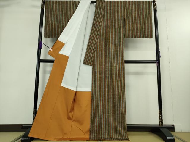 平和屋本店●極上　浦野理一　経節紬　縞　逸品　未使用　DZAB9294kh6