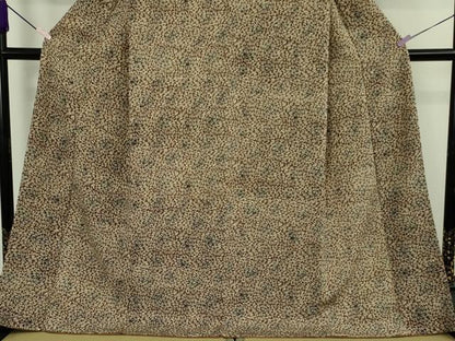 平和屋本店●極上　浦野理一　型染　小紋　花尽くし　鬼しぼ縮緬　落款有り　ロング丈　反端付き　逸品　未使用　DZAB9298kh6