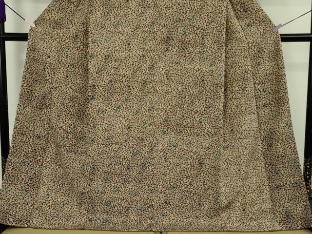 平和屋本店●極上　浦野理一　型染　小紋　花尽くし　鬼しぼ縮緬　落款有り　ロング丈　反端付き　逸品　未使用　DZAB9298kh6
