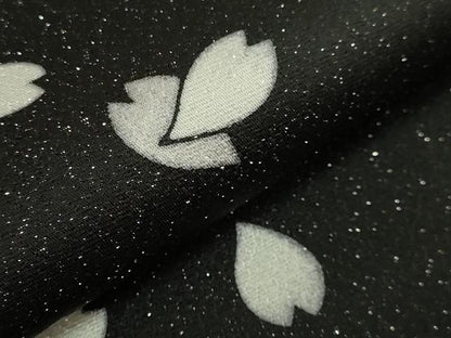 平和屋着物●極上　全通柄袋帯　舞桜　黒地　銀通し地　逸品　DZAB9305kh6
