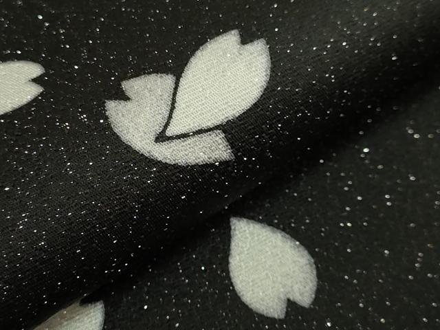 平和屋着物●極上　全通柄袋帯　舞桜　黒地　銀通し地　逸品　DZAB9305kh6