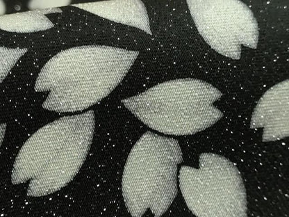 平和屋着物●極上　全通柄袋帯　舞桜　黒地　銀通し地　逸品　DZAB9305kh6