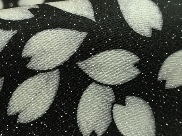 平和屋着物●極上　全通柄袋帯　舞桜　黒地　銀通し地　逸品　DZAB9305kh6