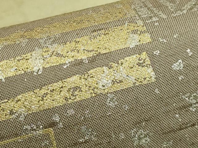 平和屋着物●極上　石川県指定無形文化財　牛首紬　白山工房　手織り　全通柄袋帯　市松　金銀彩　証紙付き　逸品　DZAB9306kh6