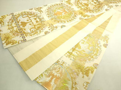 平和屋本店●最高級　龍村平蔵製　六通柄　本袋帯　円文白虎錦　金銀糸　逸品　DZAB9315kh6