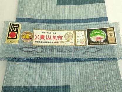 平和屋本店＊極上　夏物　沖縄県無形文化財指定　本場八重山上布　麻　九寸開き名古屋帯　与儀あけみ作　手織　証紙付　逸品　DZAB9319kh6