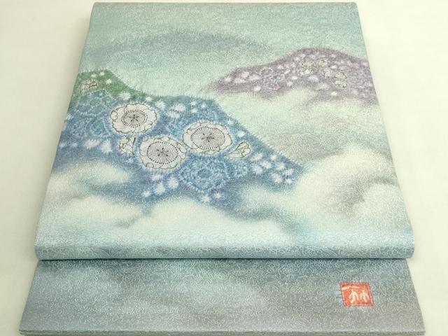 平和屋本店●極上　二代目　久保田一竹　幻の辻が花　太鼓柄袋帯　銀通し地　逸品　DZAB9323kh6