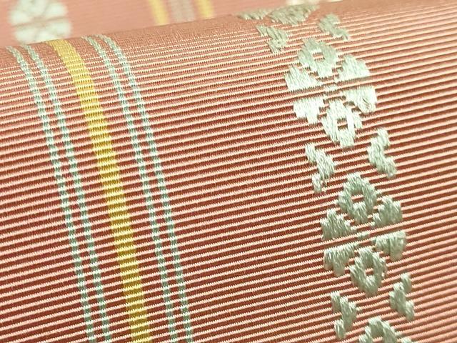 平和屋本店●極上　人間国宝　小川善三郎　本場筑前博多献上織　八寸名古屋帯　献上　三越扱い　たとう紙付き　逸品　DZAB9325kh6