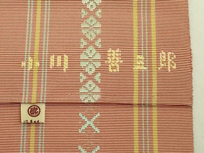 平和屋本店●極上　人間国宝　小川善三郎　本場筑前博多献上織　八寸名古屋帯　献上　三越扱い　たとう紙付き　逸品　DZAB9325kh6