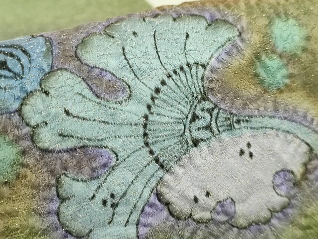 平和屋本店●極上　久保田一竹　幻の辻が花　太鼓柄袋帯　金通し地　逸品　DZAB9332kh6