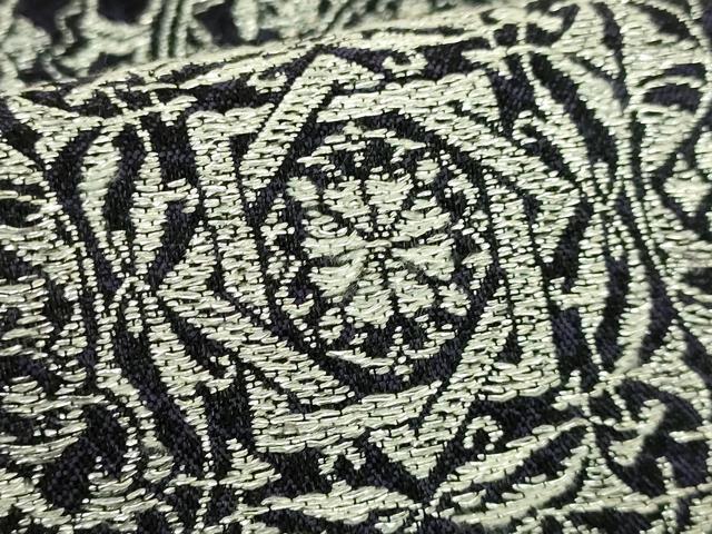 平和屋着物●極上　西陣　まいづる謹製　六通柄袋帯　いわれ帯　正倉院花文　黒地　銀糸　やまと誂製　逸品　DZAB9338kh6