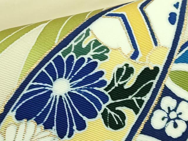 平和屋着物●極上　塩瀬　九寸名古屋帯　笹花文　砥粉色地　逸品　DZAB9341kh6