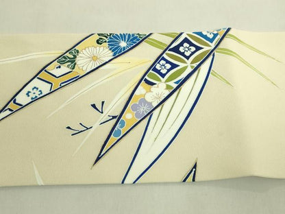平和屋着物●極上　塩瀬　九寸名古屋帯　笹花文　砥粉色地　逸品　DZAB9341kh6