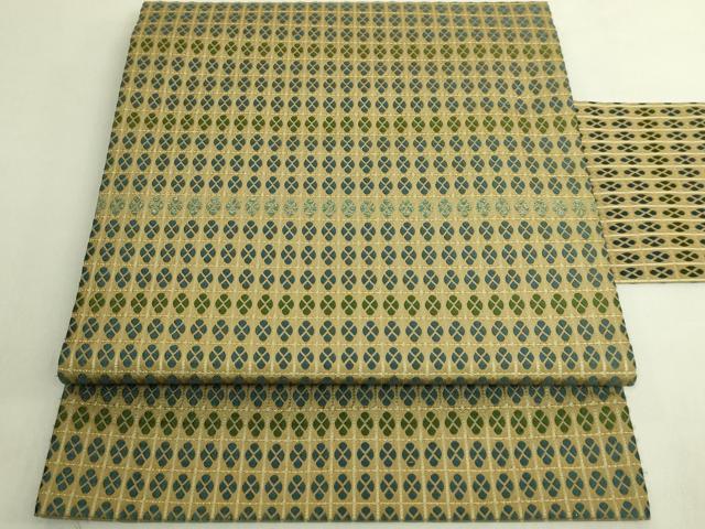 平和屋着物●極上　西陣　川島織物　九寸名古屋帯　格子　逸品　DZAB9345kh6