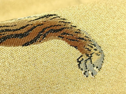 平和屋本店●極上　綴れ　九寸名古屋帯　虎　トラ　金糸　逸品　DZAB9353kh6
