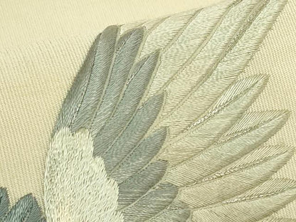平和屋本店●極上　アンティーク　大正ロマン　中国三大刺繍　総手刺繍　蘇州刺繍　丸帯　ハト　鳩　金銀糸　逸品　DZAB9354kh6