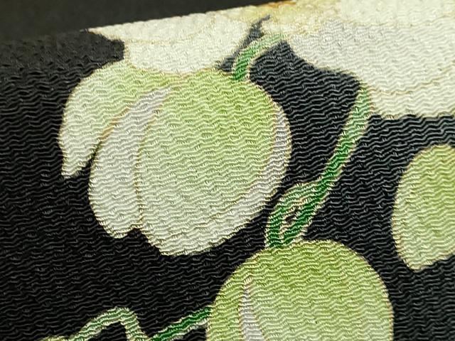 平和屋着物●極上　友禅作家　茂野大生　九寸開き名古屋帯　胡蝶蘭　黒地　鬼しぼ縮緬　逸品　DZAB9355kh6