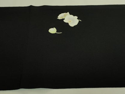 平和屋着物●極上　友禅作家　茂野大生　九寸開き名古屋帯　胡蝶蘭　黒地　鬼しぼ縮緬　逸品　DZAB9355kh6