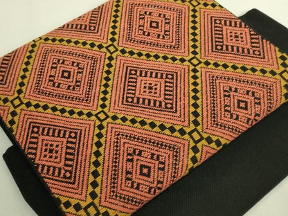 平和屋着物●極上　つけ帯　こぎん刺し　菱　黒地　逸品　DZAB9358kh6