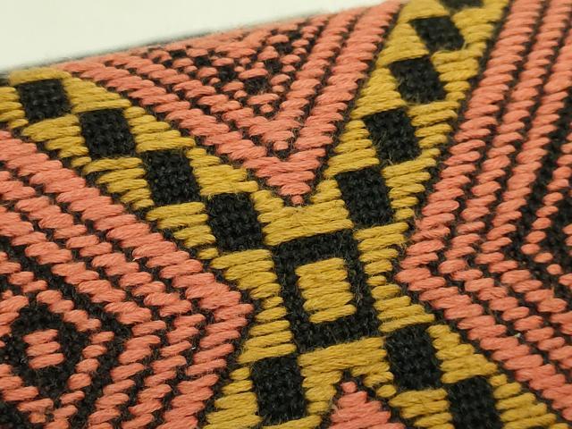 平和屋着物●極上　つけ帯　こぎん刺し　菱　黒地　逸品　DZAB9358kh6