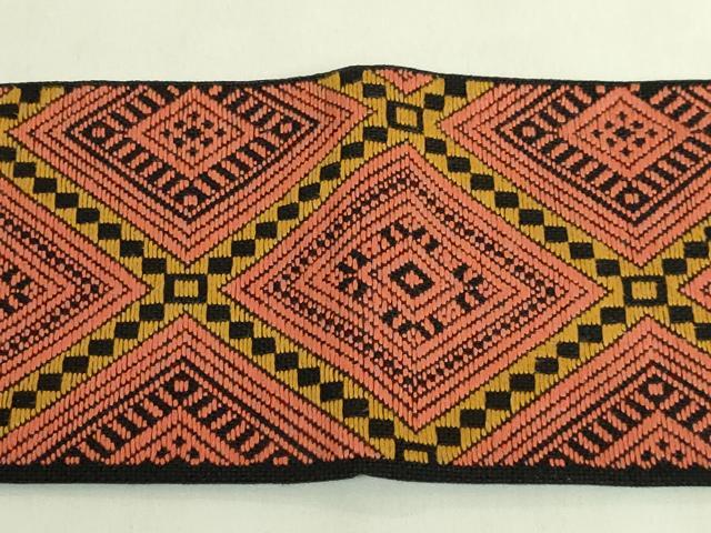 平和屋着物●極上　つけ帯　こぎん刺し　菱　黒地　逸品　DZAB9358kh6
