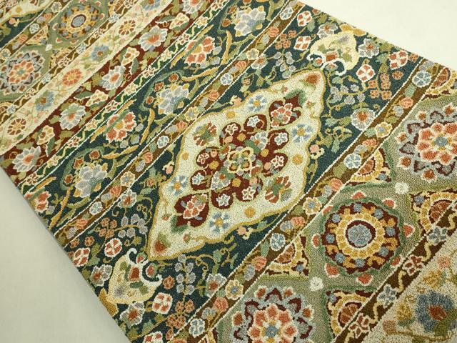 平和屋本店●最高級　中国三大刺繍　総相良刺繍　総刺繍　袋帯　200万粒　総詰　正倉院唐草　金糸　逸品　DZAB9359kh6
