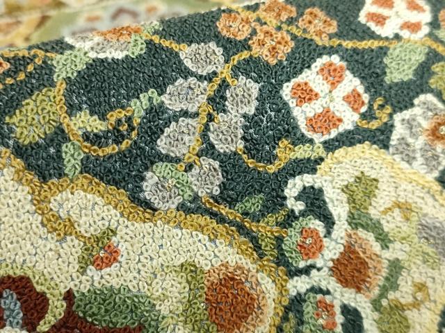 平和屋本店●最高級　中国三大刺繍　総相良刺繍　総刺繍　袋帯　200万粒　総詰　正倉院唐草　金糸　逸品　DZAB9359kh6
