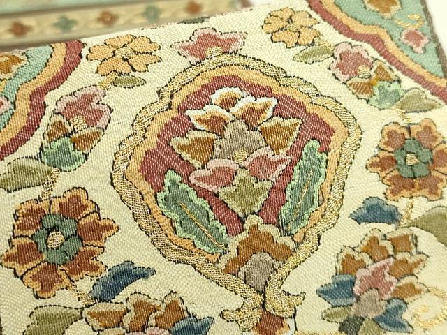 平和屋本店●最高級　明綴れ　全通柄袋帯　格天井花文　金糸　逸品　未使用　DZAB9360kh6