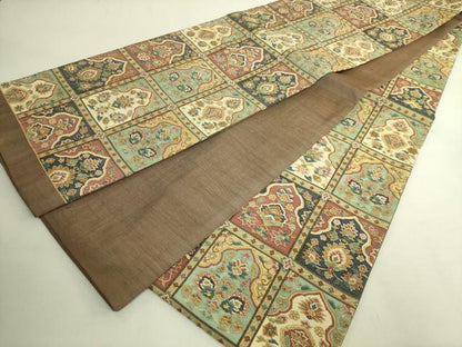 平和屋本店●最高級　明綴れ　全通柄袋帯　格天井花文　金糸　逸品　未使用　DZAB9360kh6