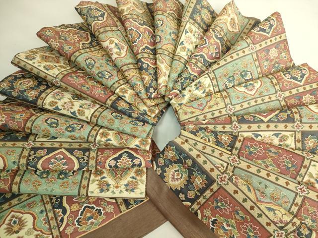平和屋本店●最高級　明綴れ　全通柄袋帯　格天井花文　金糸　逸品　未使用　DZAB9360kh6