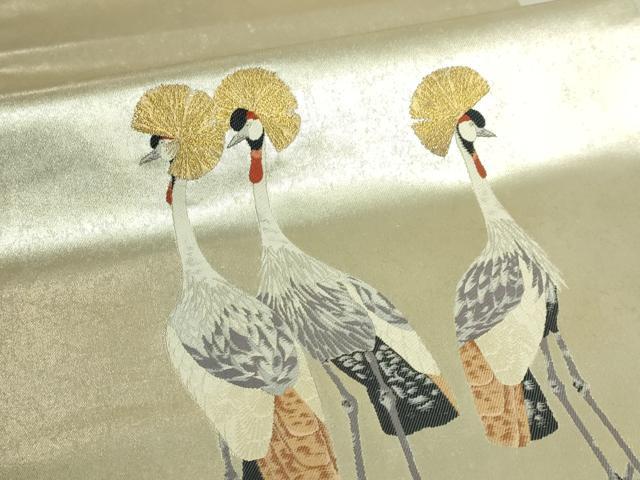 平和屋着物●極上　西陣　長嶋成織物　ながしま帯　上村松篁　太鼓柄袋帯　冠鶴　瀞銀錦　逸品　DZAB9361kh6