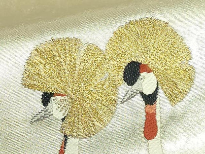 平和屋着物●極上　西陣　長嶋成織物　ながしま帯　上村松篁　太鼓柄袋帯　冠鶴　瀞銀錦　逸品　DZAB9361kh6