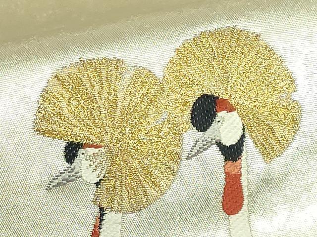 平和屋着物●極上　西陣　長嶋成織物　ながしま帯　上村松篁　太鼓柄袋帯　冠鶴　瀞銀錦　逸品　DZAB9361kh6