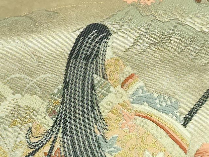平和屋着物●極上　西陣　長嶋成織物　ながしま帯　太鼓柄袋帯　唐織　王朝花苑　瀞銀錦　逸品　DZAB9368kh6