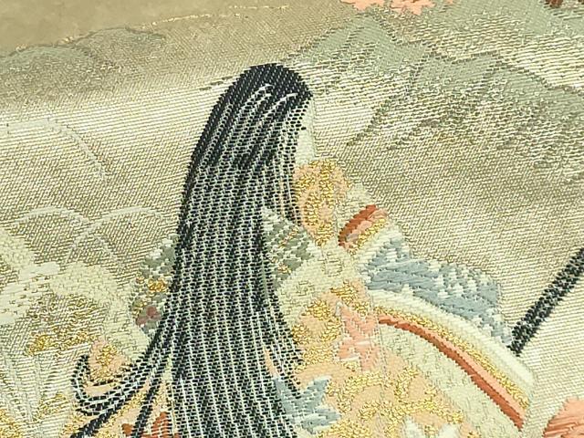 平和屋着物●極上　西陣　長嶋成織物　ながしま帯　太鼓柄袋帯　唐織　王朝花苑　瀞銀錦　逸品　DZAB9368kh6