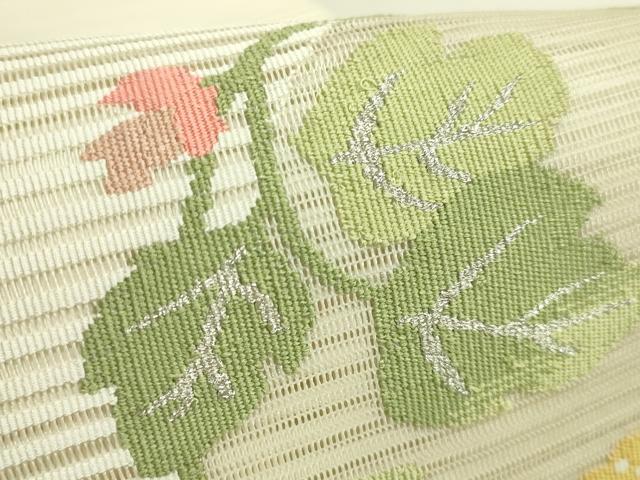 平和屋本店＊極上　夏物　銀座　志ま亀　絽綴れ　八寸名古屋帯　秋草　金銀糸　たとう紙付き　逸品　DZAB9373kh6