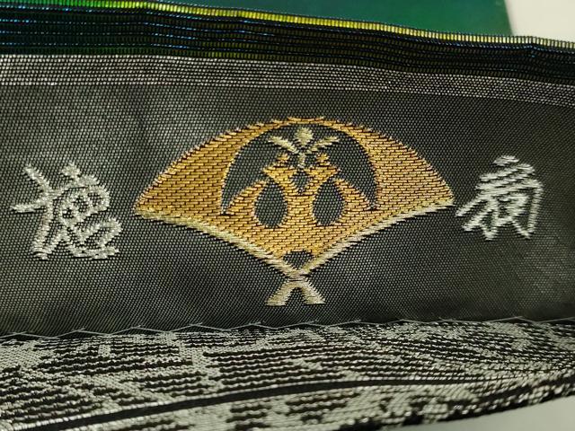 平和屋本店●極上 国際的伝統工芸作家 十二代・藤林徳扇 苑寿 両面 太鼓柄袋帯 舞花文 プラチナ 宝石箔 共箱付 逸品 未使用 DZAB9386kh6