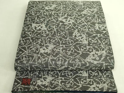 平和屋本店●極上 国際的伝統工芸作家 十二代・藤林徳扇 苑寿 両面 太鼓柄袋帯 舞花文 プラチナ 宝石箔 共箱付 逸品 未使用 DZAB9386kh6
