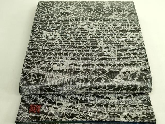 平和屋本店●極上 国際的伝統工芸作家 十二代・藤林徳扇 苑寿 両面 太鼓柄袋帯 舞花文 プラチナ 宝石箔 共箱付 逸品 未使用 DZAB9386kh6