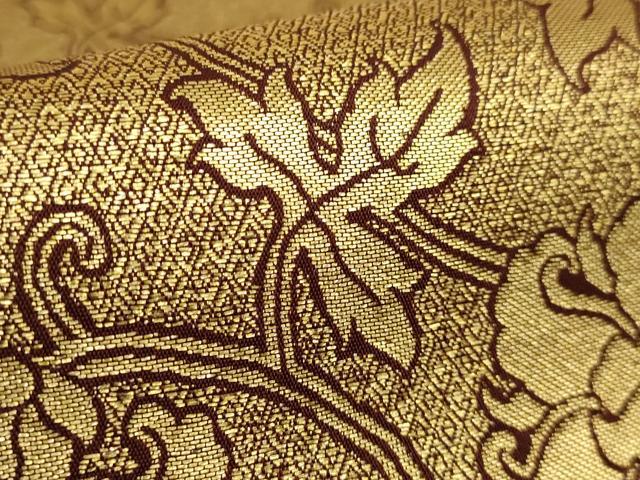 平和屋本店●極上　龍村晋謹製　全通柄袋帯　名物金地二重蔓大牡丹金襴　金糸　共箱付き　逸品　DZAB9398kh6
