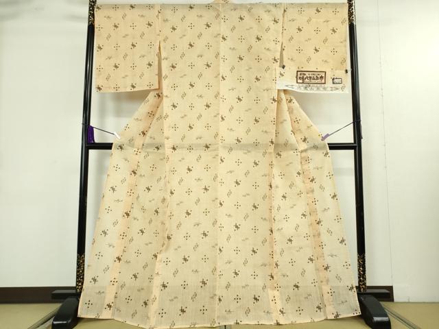 平和屋本店＊極上　夏物　沖縄県無形文化財指定 本場八重山上布　麻　手織り　紅露染　池城織物謹製　証紙付き　逸品　未使用　DZAB9402kh6