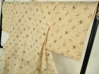平和屋本店＊極上　夏物　沖縄県無形文化財指定 本場八重山上布　麻　手織り　紅露染　池城織物謹製　証紙付き　逸品　未使用　DZAB9402kh6