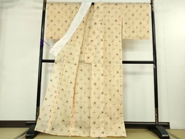 平和屋本店＊極上　夏物　沖縄県無形文化財指定 本場八重山上布　麻　手織り　紅露染　池城織物謹製　証紙付き　逸品　未使用　DZAB9402kh6