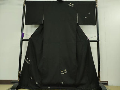 平和屋本店●極上　池田重子コレクション　訪問着　猫　ネコ　黒地　金彩　逸品　未使用　DZAB9404kh6